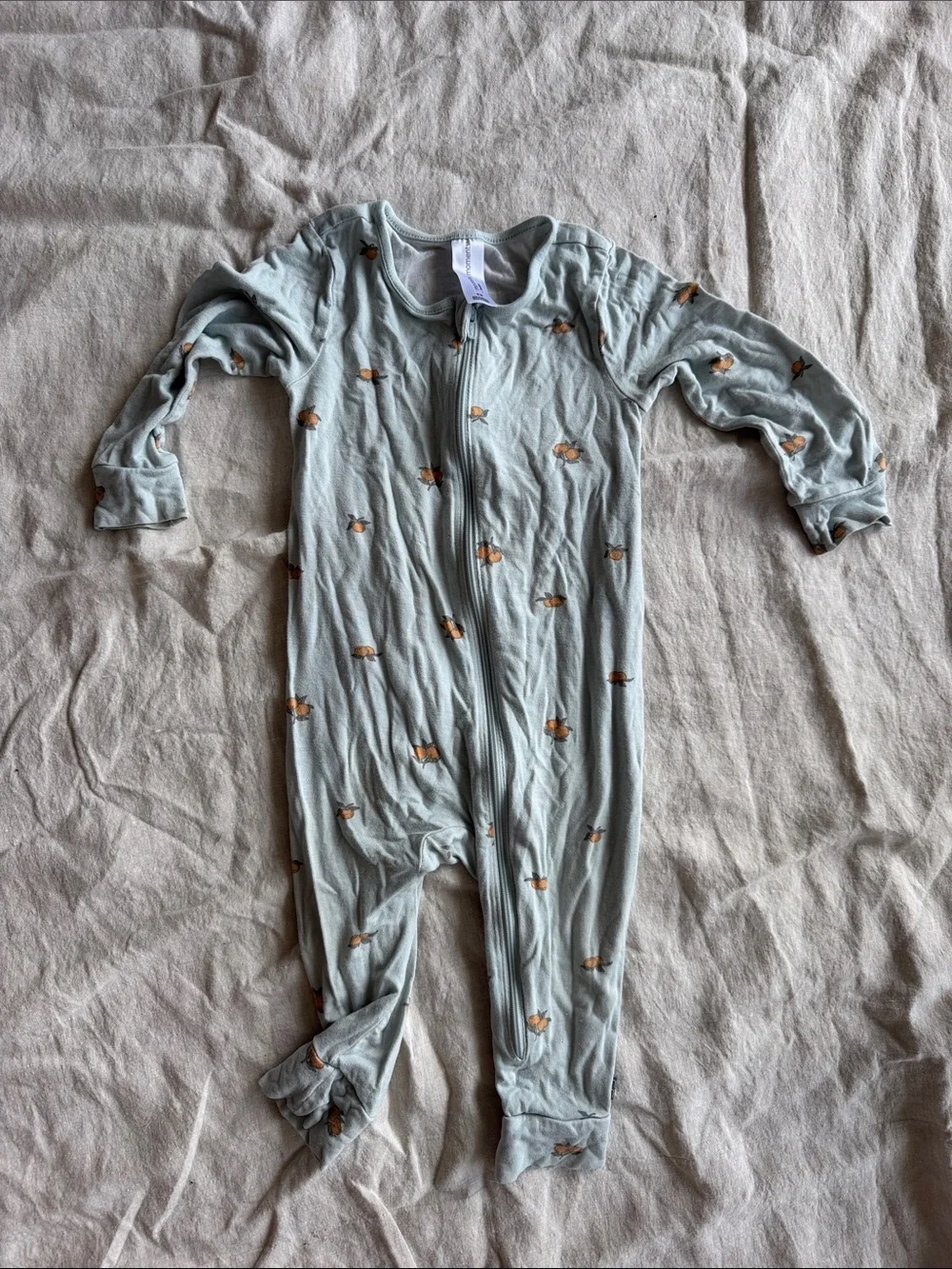 Sage Green Kids Zip-Front Pajama Set with Fox Print